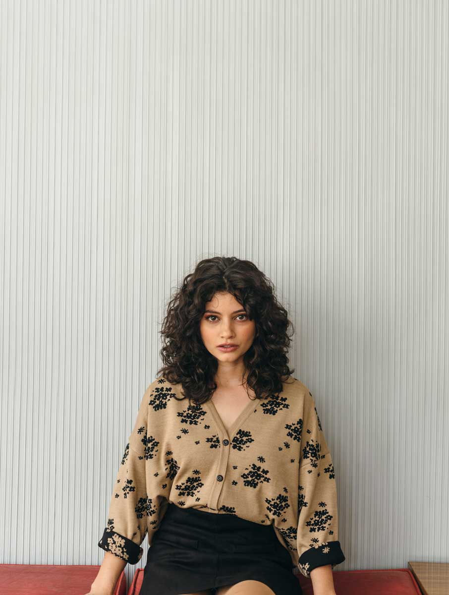 Cardigan manga kimono color camel - Imagen 6