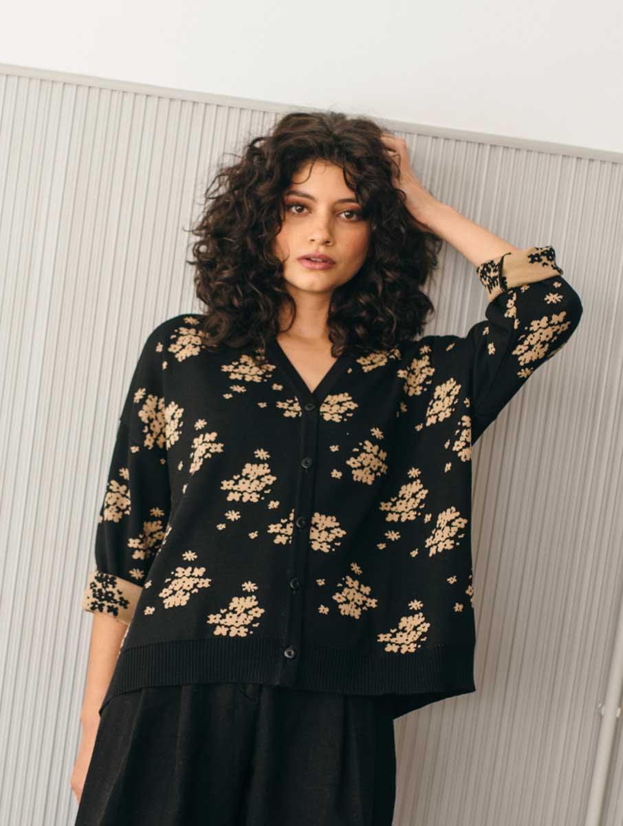 Cardigan oversize negro de manga kimono - Imagen 2