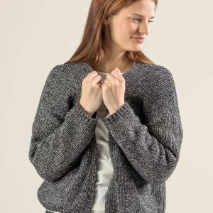 Cárdigan de punto grueso gris 100% ecológico