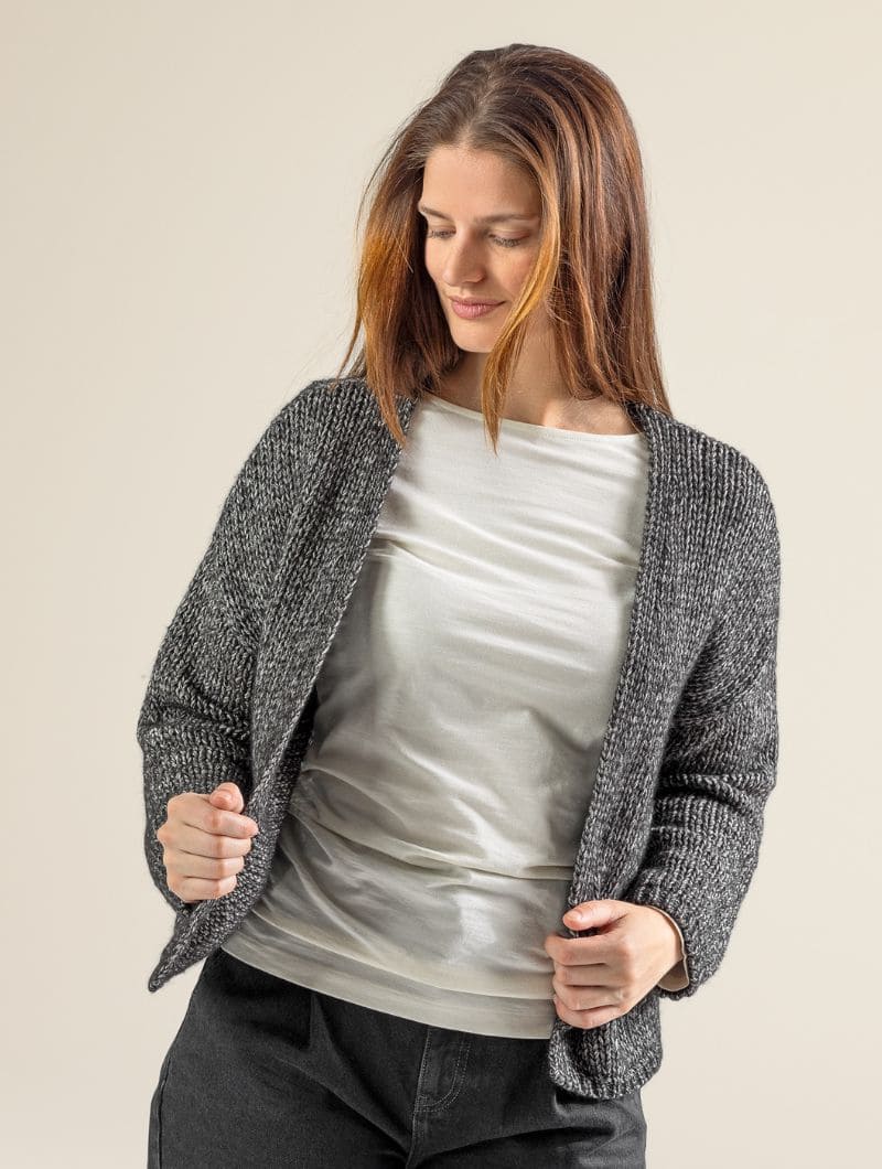 Cárdigan de punto grueso gris 100% ecológico - Imagen 5