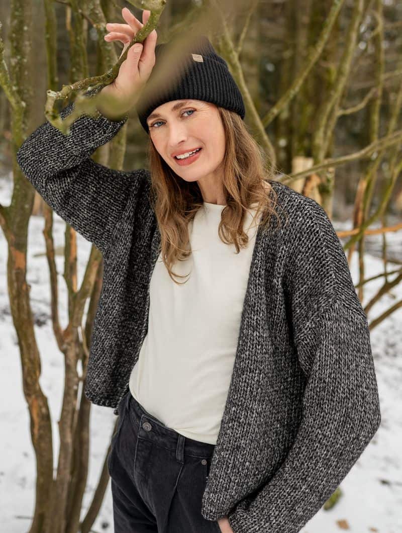 Cárdigan de punto grueso gris 100% ecológico - Imagen 3