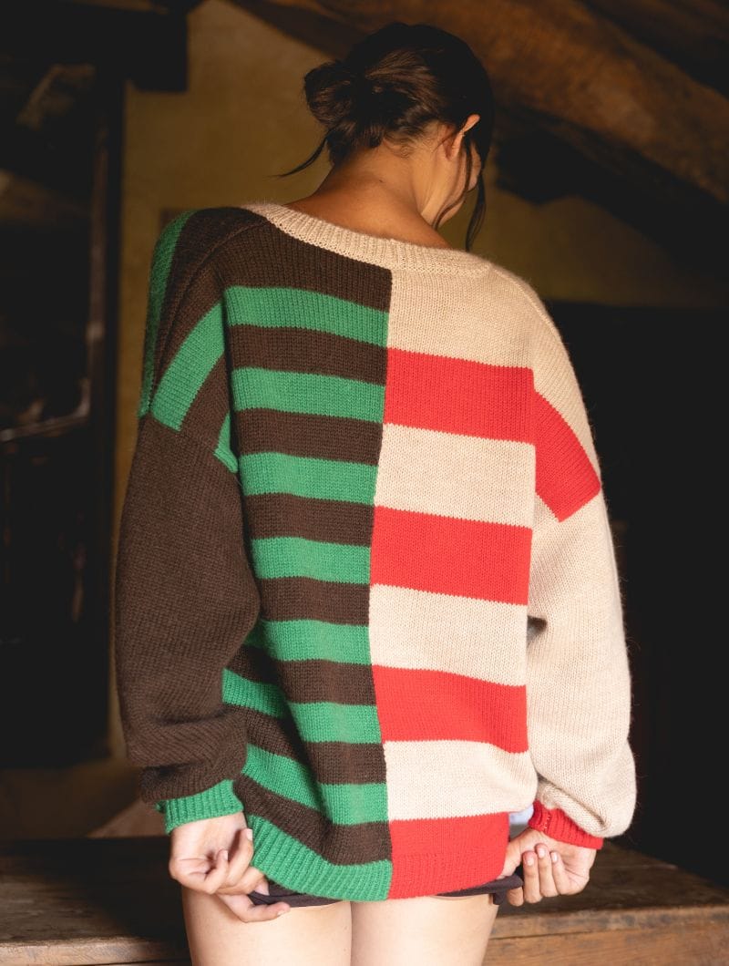 Cárdigan rayas oversize de lana de alpaca - Imagen 3