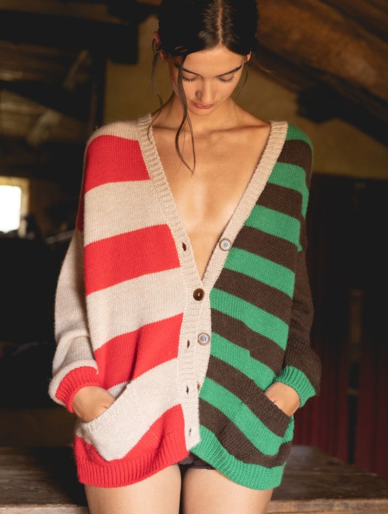 Cárdigan rayas oversize de lana de alpaca