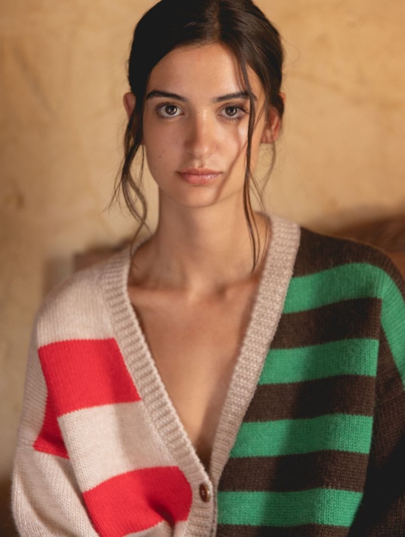 Cárdigan rayas oversize de lana de alpaca - Imagen 5