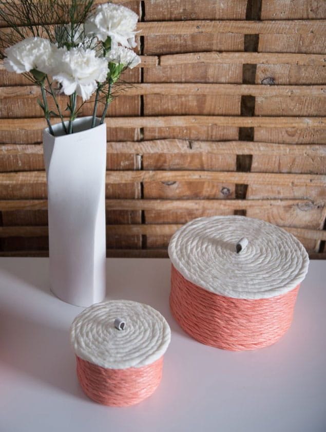 Cajita de tela reciclada con tapa