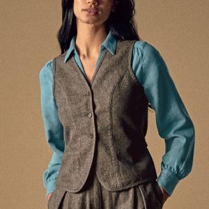 Chaleco entallado mujer de sarga ecológica