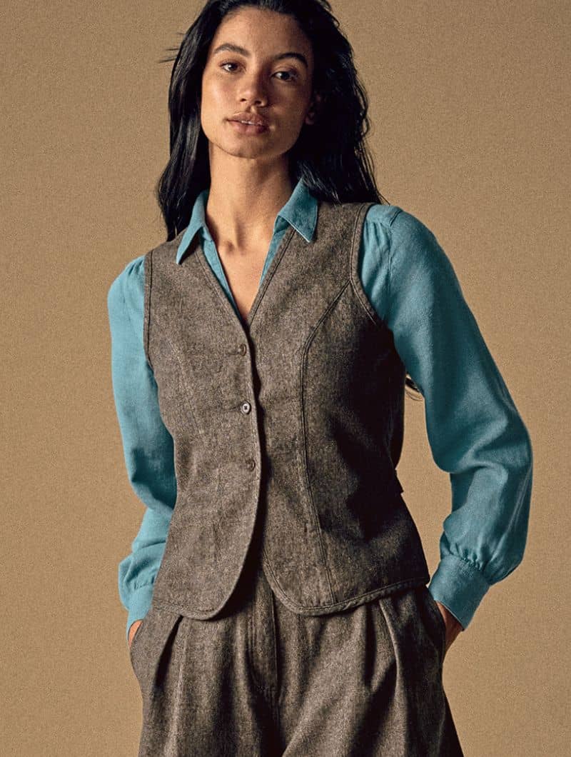 Chaleco entallado mujer de sarga ecológica - Imagen 2