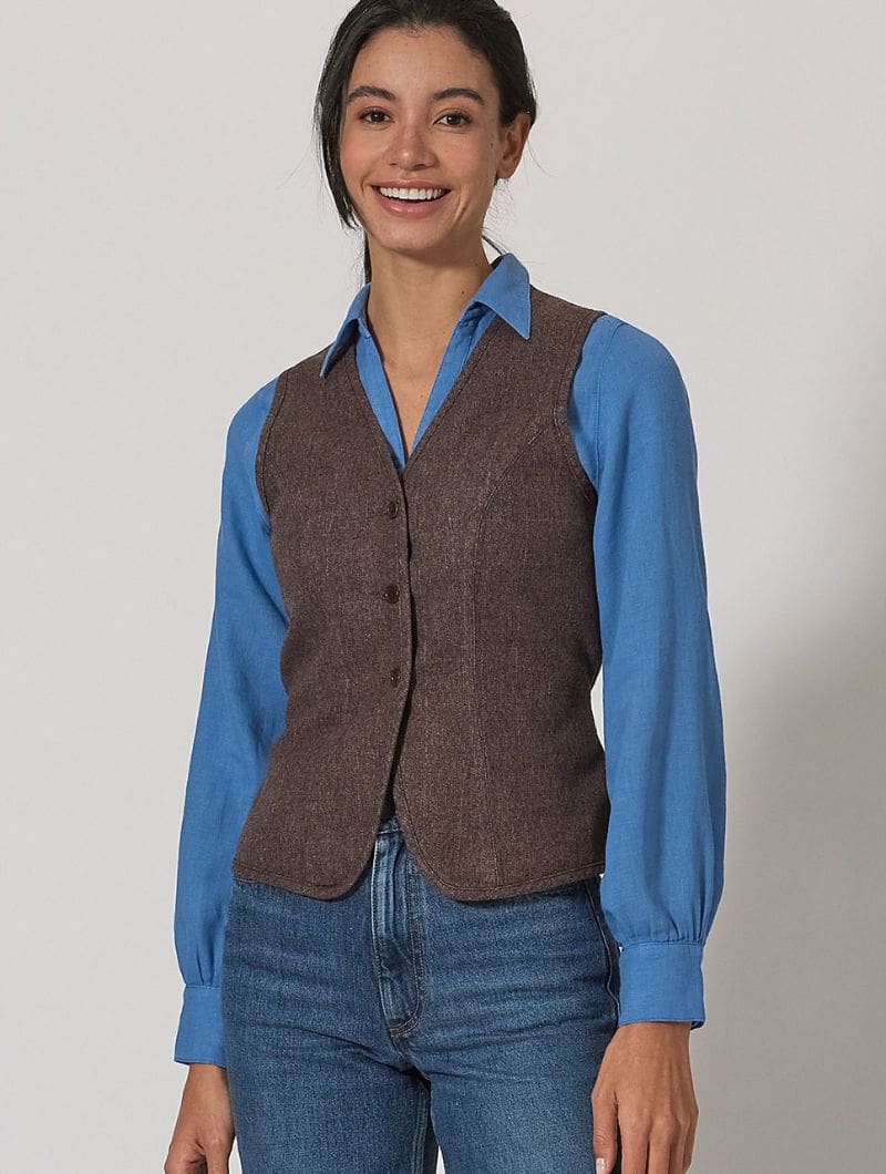 Chaleco entallado mujer de sarga ecológica - Imagen 4