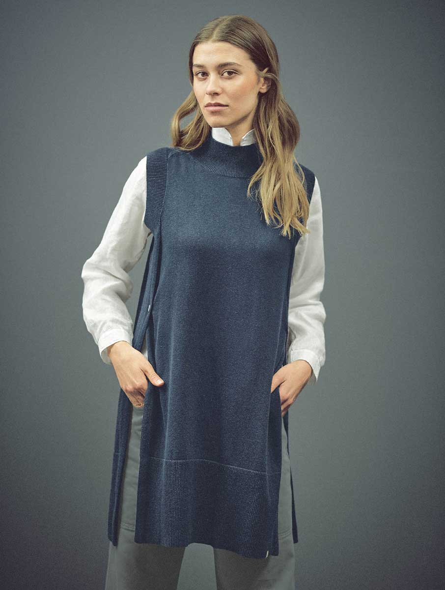 Chaleco largo mujer de cáñamo y algodón ecológico