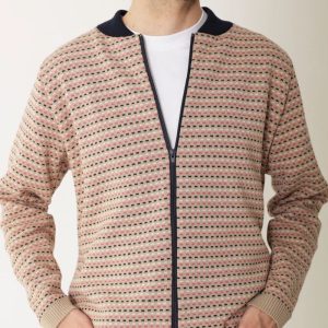 Chaqueta arena con bloques fucsia y rosa para hombre