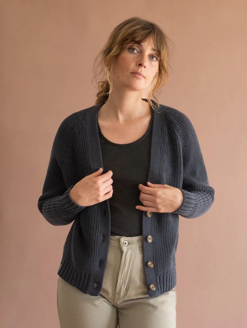 Chaqueta azul mujer de algodón orgánico - Imagen 2