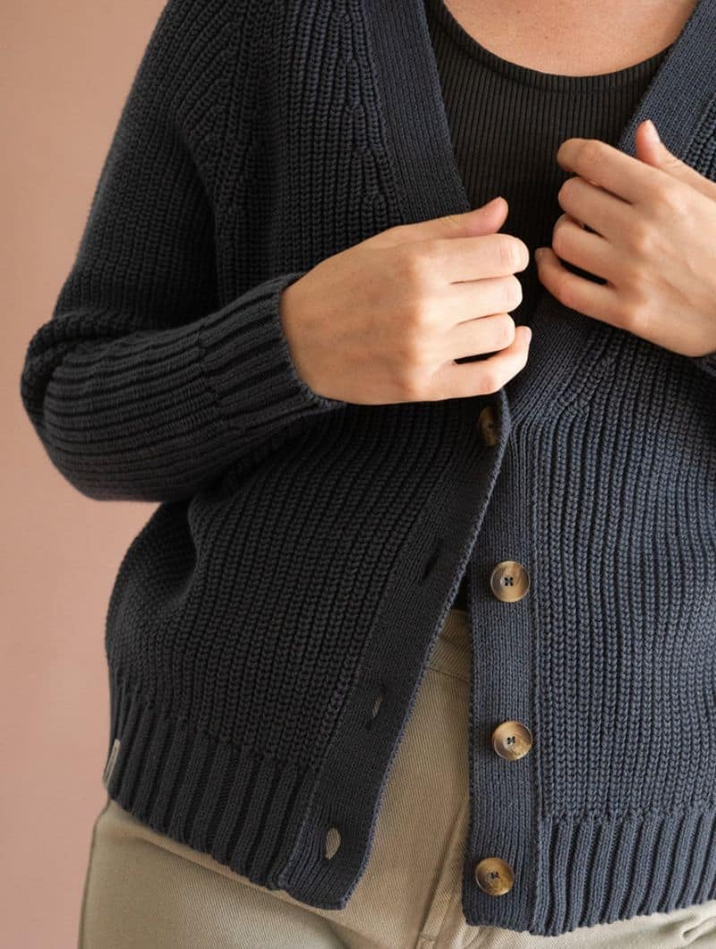 Chaqueta azul mujer de algodón orgánico - Imagen 3