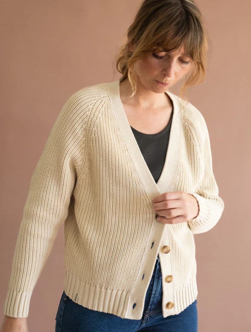 Chaqueta beige mujer de algodón orgánico