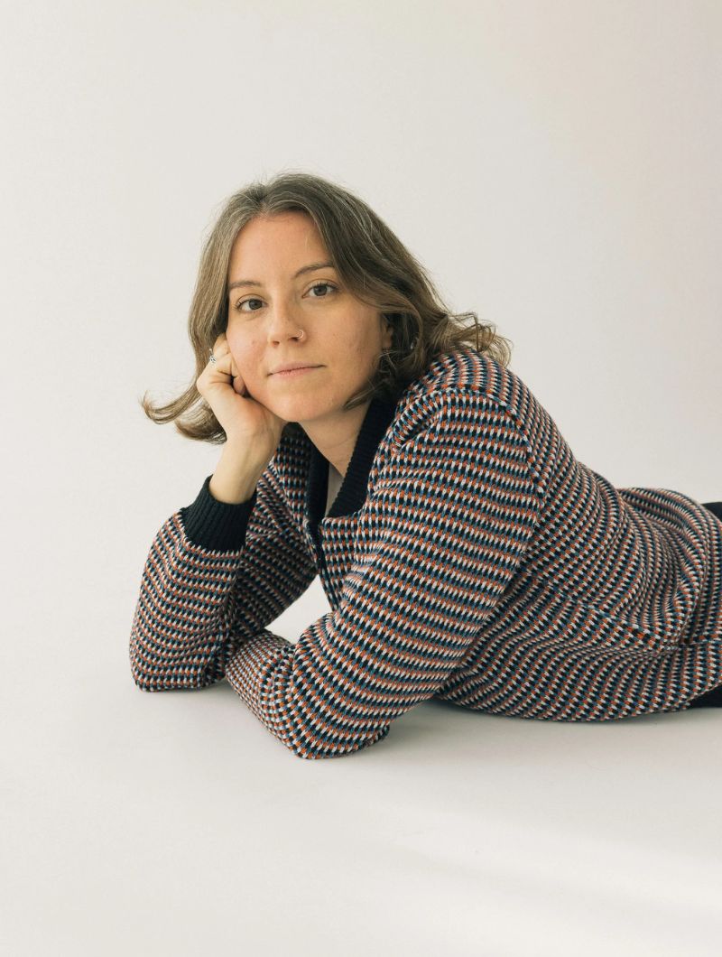 Chaqueta bomber de punto texturizado para mujer - Imagen 5