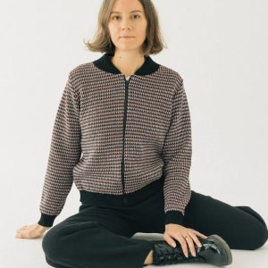 Chaqueta bomber de punto texturizado para mujer