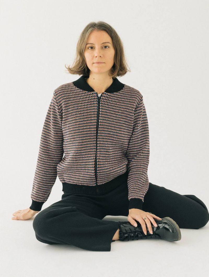 Chaqueta bomber de punto texturizado para mujer