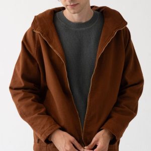 Chaqueta hombre con capucha teja de algodón orgánico