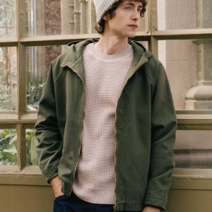 Chaqueta con capucha hombre verde de algodón orgánico