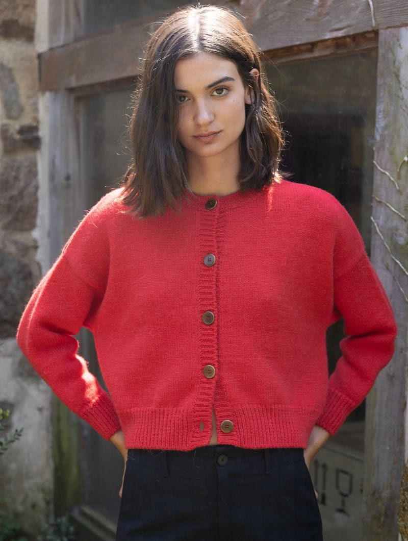 Chaqueta cropped de lana de alpaca roja - Imagen 6