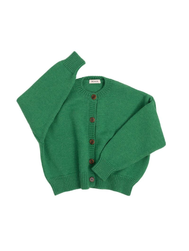 Chaqueta cropped verde de lana de alpaca - Imagen 7