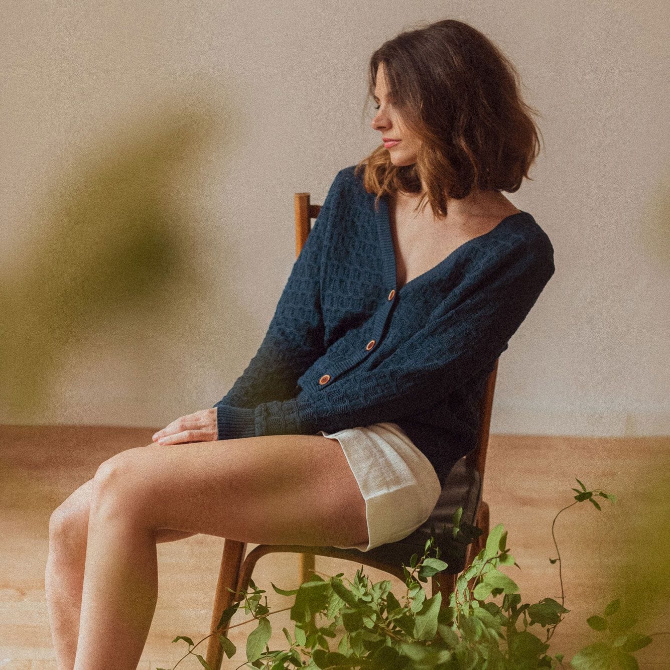 Chaqueta de punto estructurado color arándano