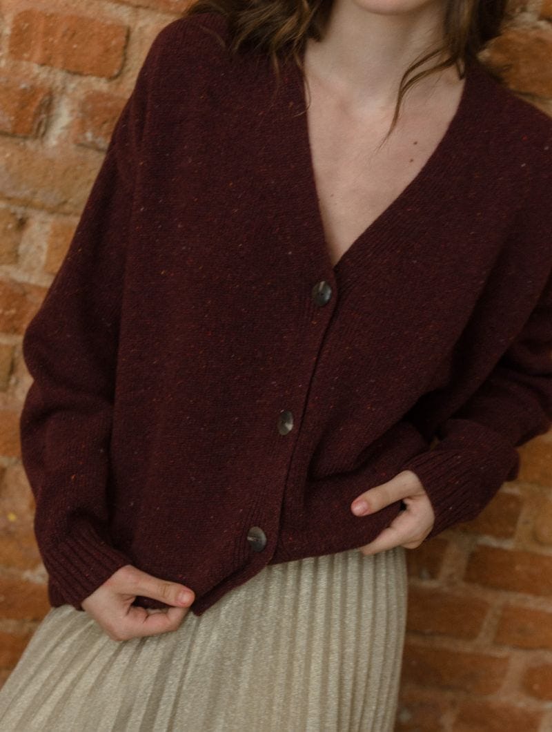 Chaqueta de lana jaspeada burdeos - Imagen 5