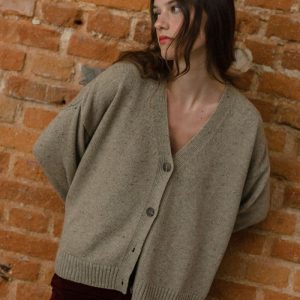 Chaqueta jaspeada mujer color avena