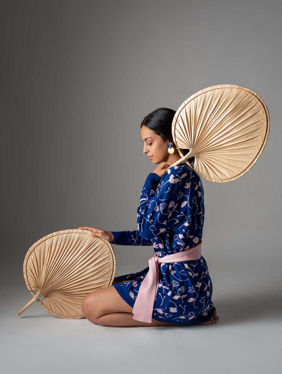 Chaqueta kimono con flores de lana merino - Imagen 5