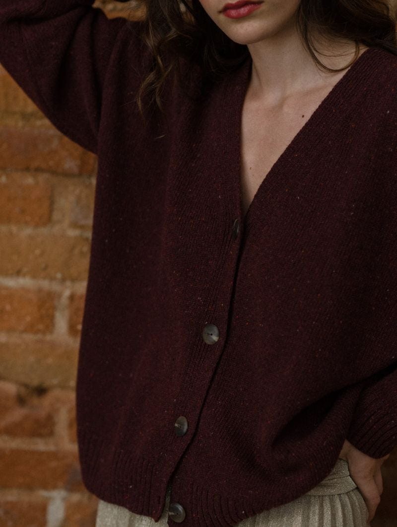 Chaqueta de lana jaspeada burdeos - Imagen 3