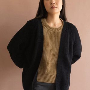 Chaqueta larga negra de algodón orgánico