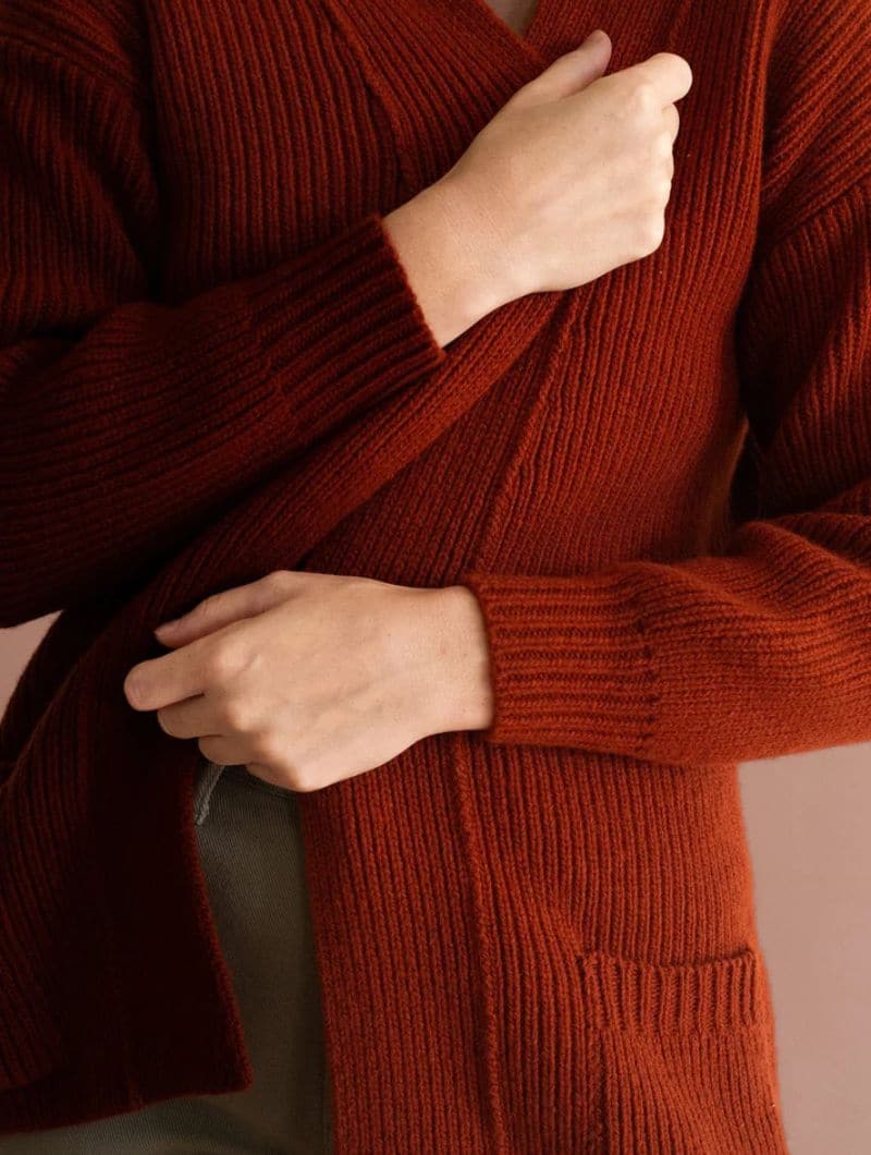 Chaqueta larga roja de lana merino - Imagen 4