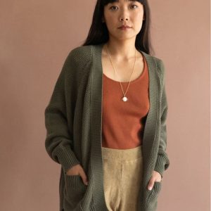 Chaqueta larga verde de algodón orgánico