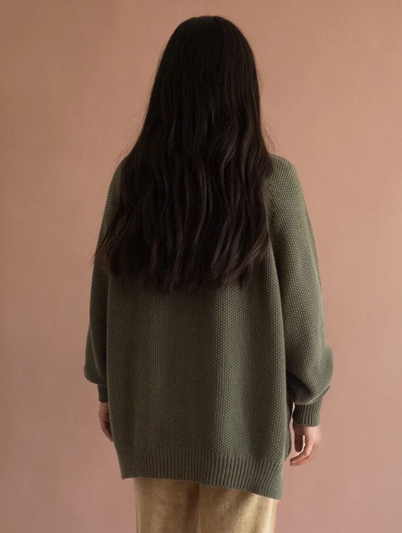 Chaqueta larga verde de algodón orgánico - Imagen 4