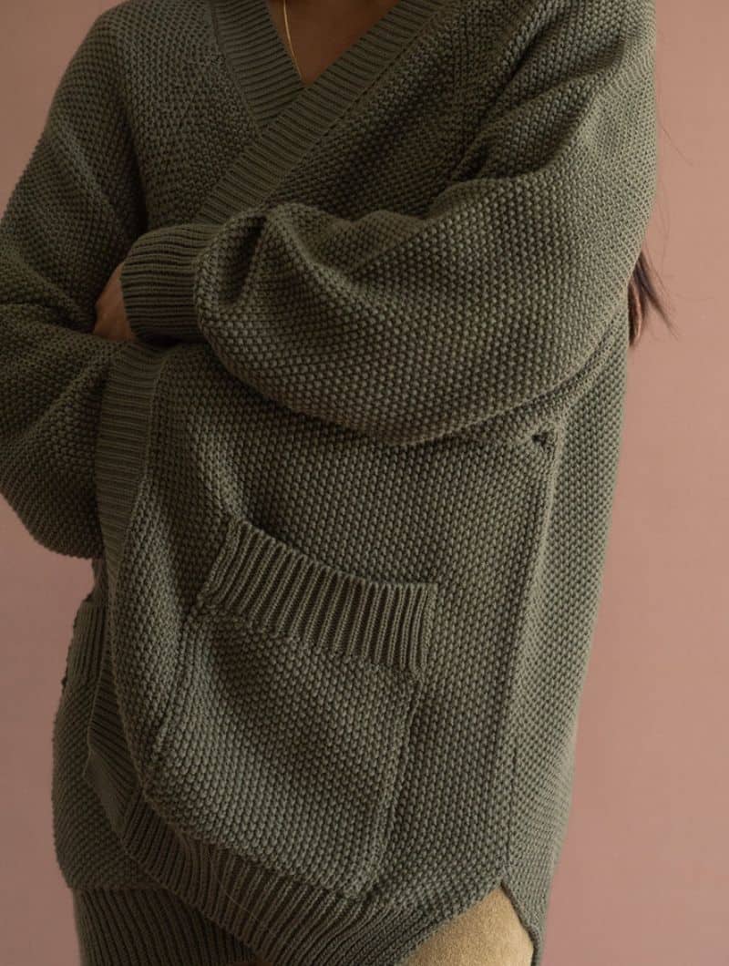 Chaqueta larga verde de algodón orgánico - Imagen 6