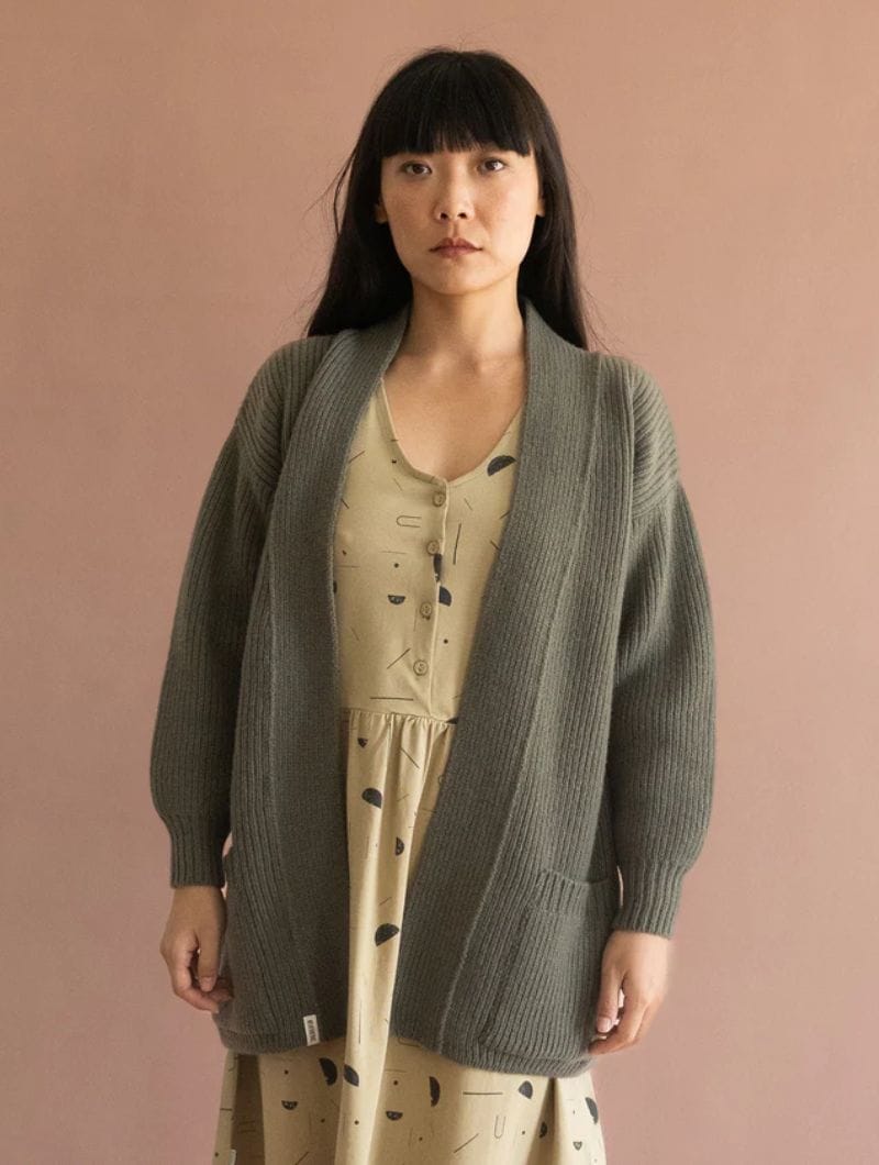 Chaqueta larga verde de lana merino - Imagen 2