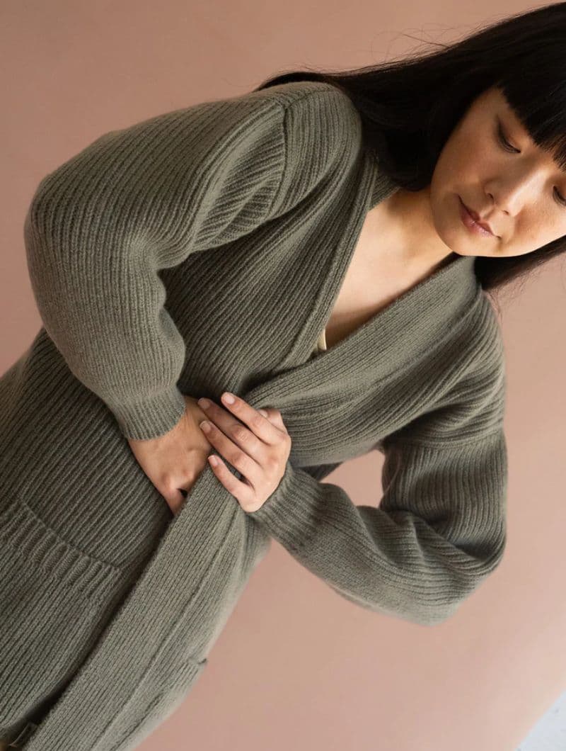 Chaqueta larga verde de lana merino - Imagen 3