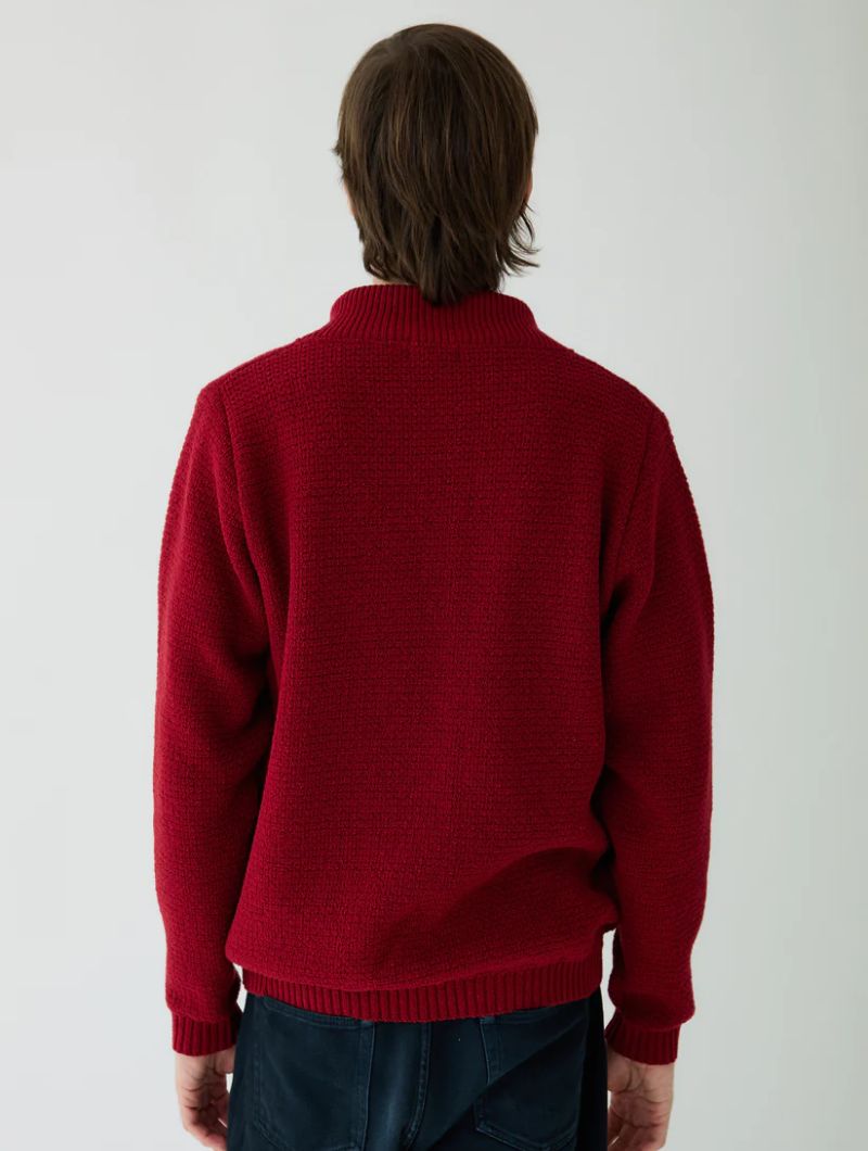 Chaqueta lisa de punto con cuello bomber para hombre - Imagen 5