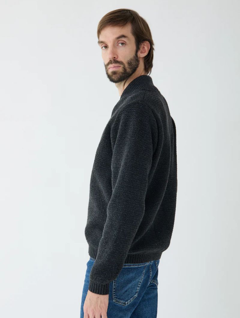 Chaqueta lisa de punto con cuello bomber para hombre - Imagen 7