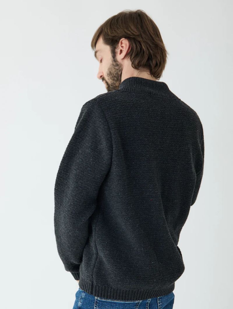 Chaqueta lisa de punto con cuello bomber para hombre - Imagen 8