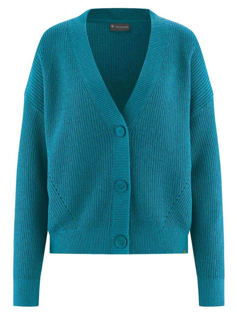 Chaqueta de punto con cuello pico de algodón orgánico y cáñamo - Imagen 7