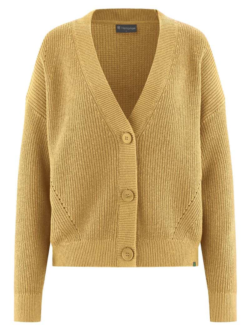 Chaqueta de punto con cuello pico de algodón orgánico y cáñamo - Imagen 6