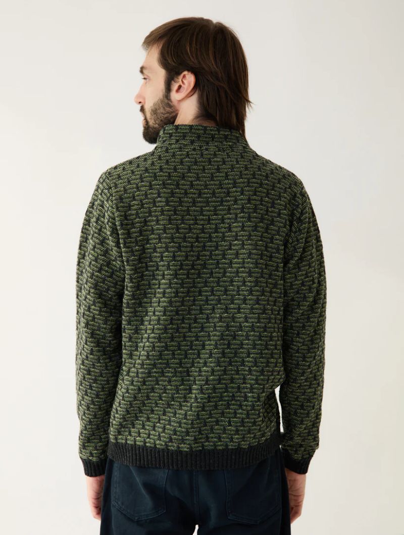 Chaqueta de punto geométrico y cuello alto para hombre - Imagen 6