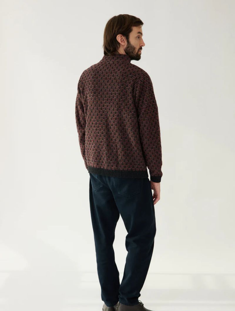 Chaqueta de punto geométrico y cuello alto para hombre - Imagen 9