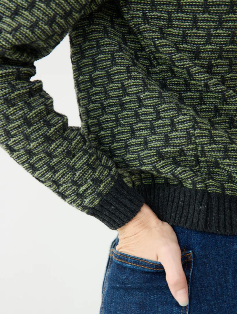 Chaqueta de punto geométrico y cuello alto para mujer - Imagen 8