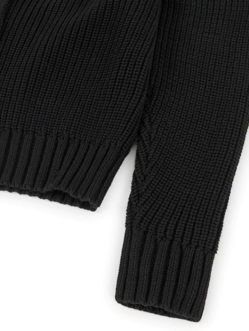 Chaqueta de punto grueso de algodón orgánico negra - Imagen 7