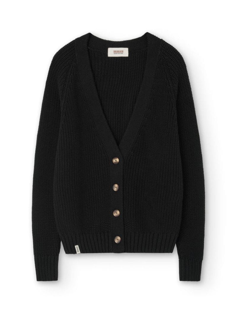 Chaqueta de punto grueso de algodón orgánico negra - Imagen 5