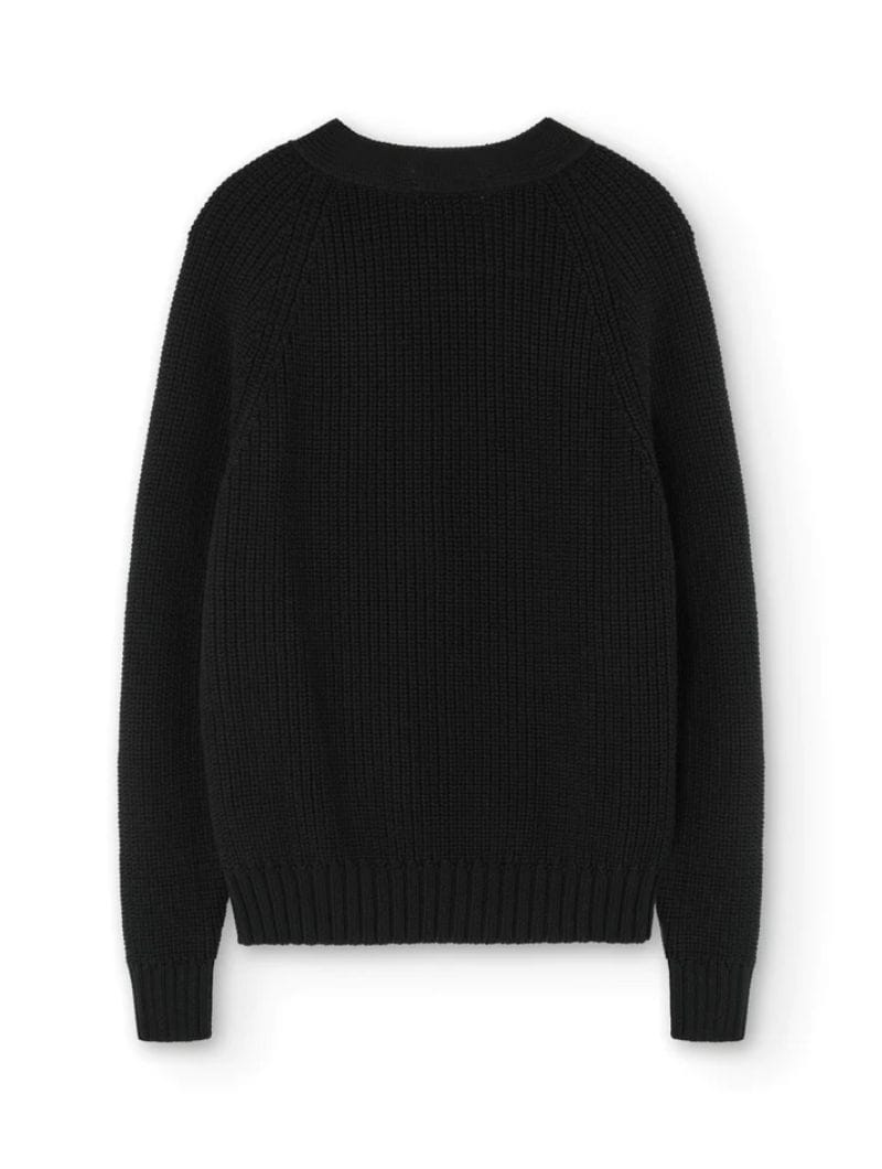 Chaqueta de punto grueso de algodón orgánico negra - Imagen 6