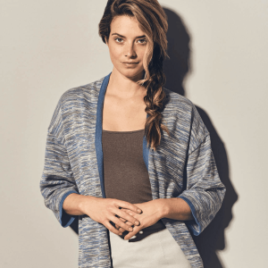 Chaqueta punto manga tres cuartos moteada