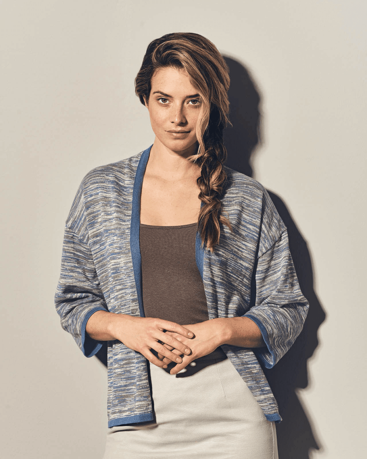 Chaqueta punto manga tres cuartos moteada - Imagen 2