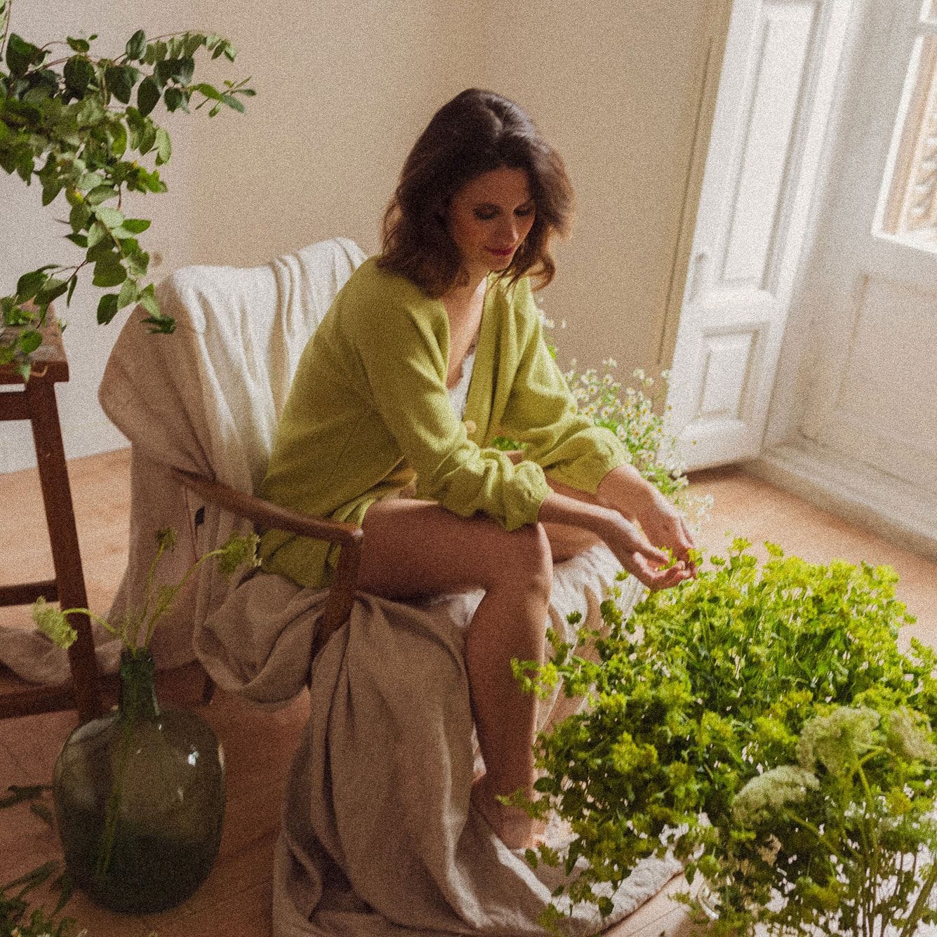 Cardigan mujer manga globo color lima - Imagen 4